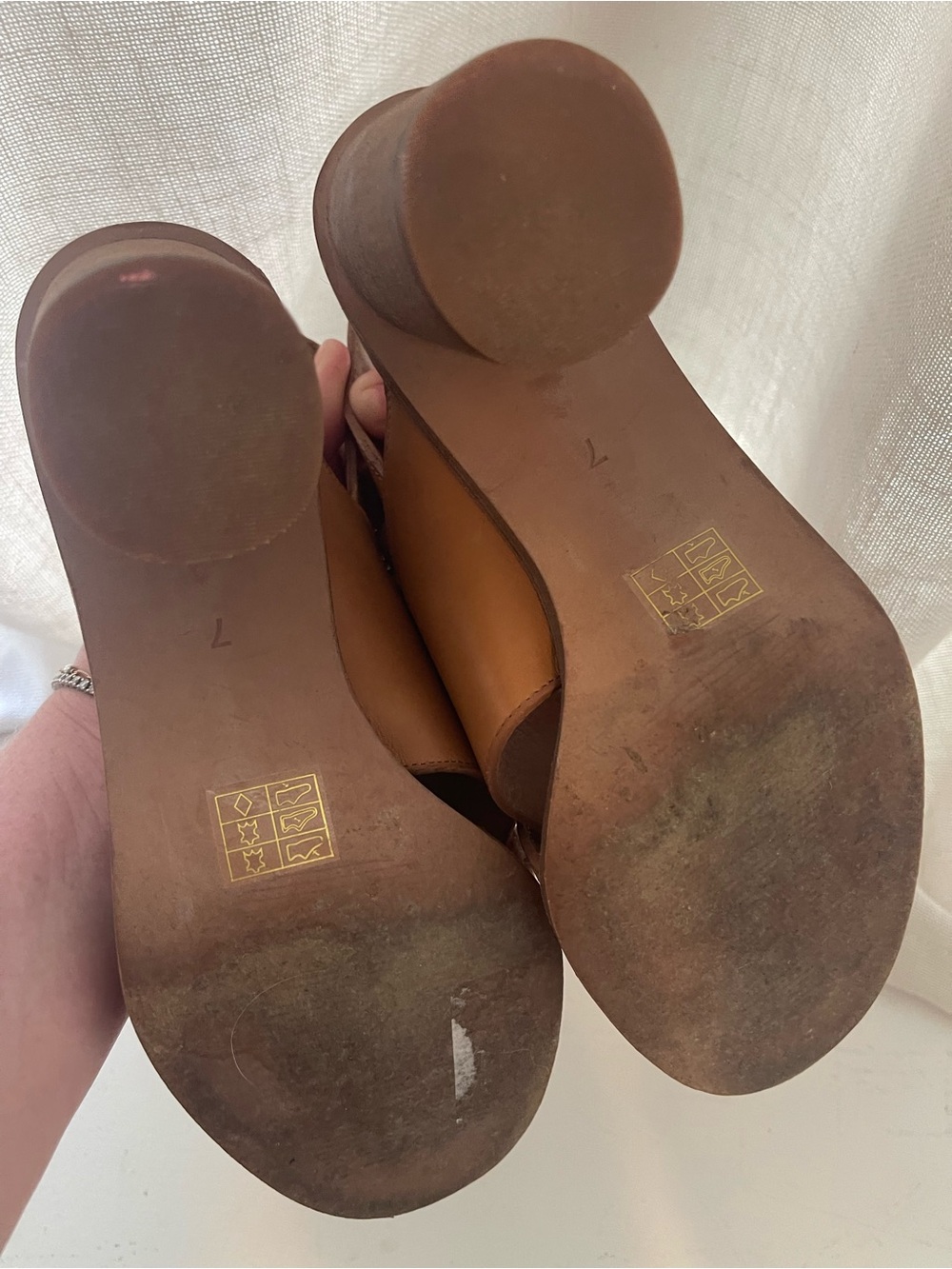 Madewell Cognac Leather Crisscross Slingback Heels - Picture 3 of 10